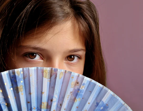 stock image Girl with fan