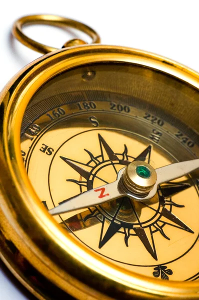 Starý styl mosazný kompas — Stock fotografie