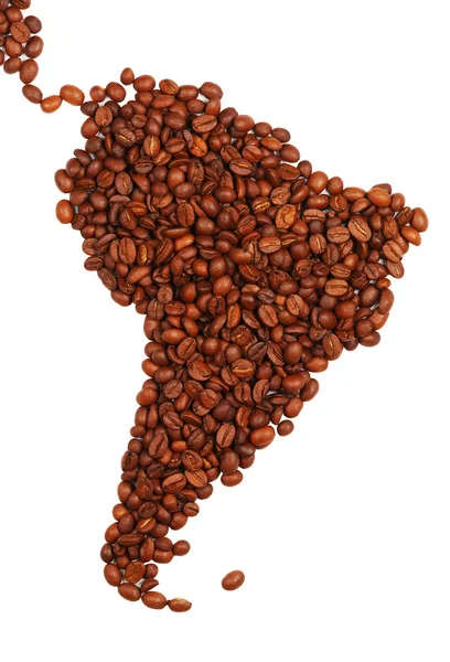 América do Sul feito com café — Fotografia de Stock
