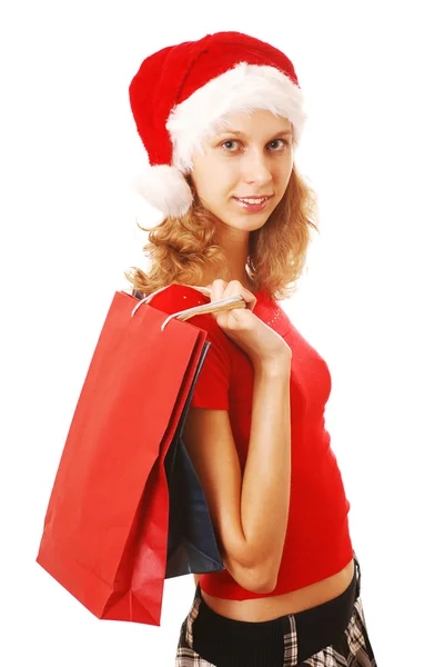 Santa Girl avec des sacs — Photo