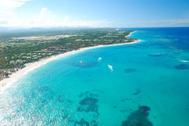 Caribbean beach aerial view clipart