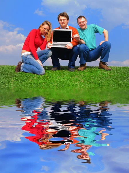 Group of with notebook — Stock Photo, Image