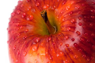 Red apple with water drops clipart