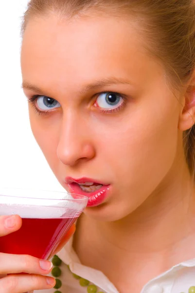 Girl with drink — Stock Photo, Image