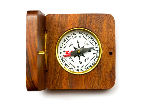Oude stijl houten kompas — Stockfoto