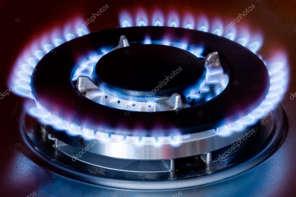 Burning gas oven in kitchen Stock Photo by ©haveseen 1584813