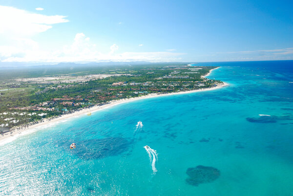 Caribbean beach aerial view