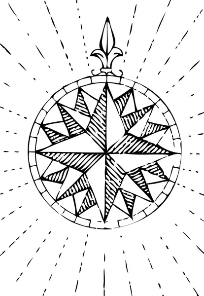 Старый гранж-компас — стоковый вектор