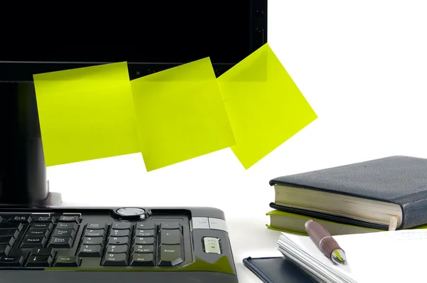 Black monitor with sticky notes — Stock Photo, Image