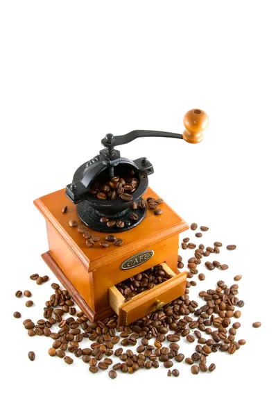 Coffebeans と研削盤 — ストック写真
