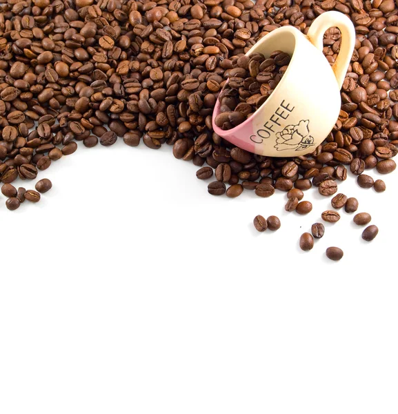 Káva fazole a pohár — Stock fotografie