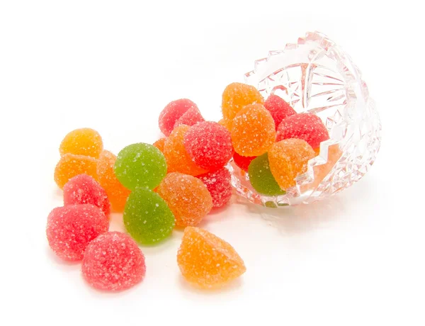 Color caramelo de frutas en un jarrón de cristal — Foto de Stock
