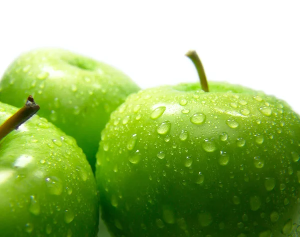 Tres manzanas verdes — Foto de Stock