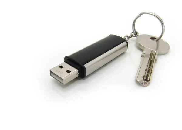 stock image USB drive and key