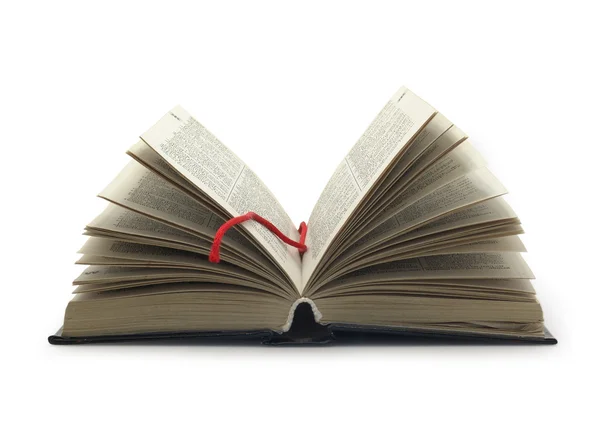Opened book with red bookmark — Stock Photo, Image