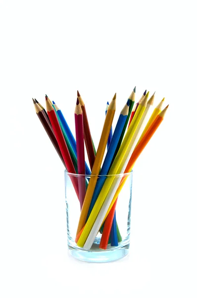 Lápis coloridos em vidro — Fotografia de Stock