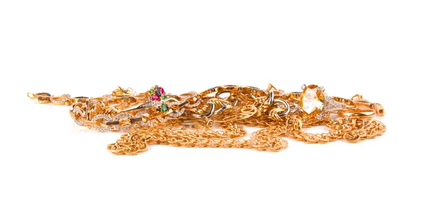 Mucchio di gioielli in oro — Foto Stock