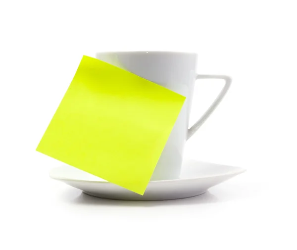 Coffee cup with note — Stock Photo, Image