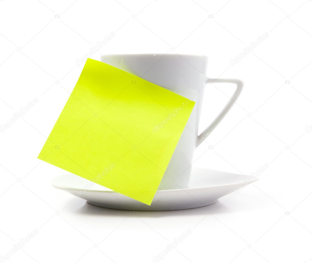 Coffee cup with note