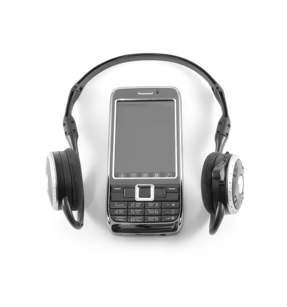 Headphones and telephone — Stock Photo, Image