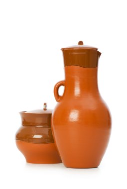 Clay jars isolated on the white clipart