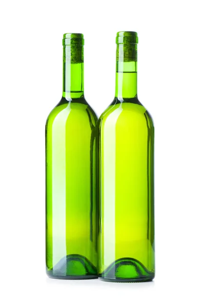 Garrafas de vinho isoladas no branco — Fotografia de Stock