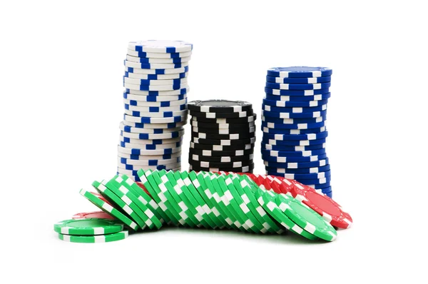 Casinofiches geïsoleerd op de witte — Stockfoto