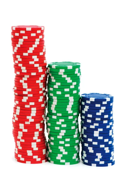 Casino-Chips isoliert auf der weißen — Stockfoto