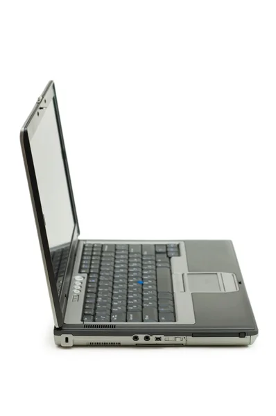 Computer portatile d'argento isolato sul bianco — Foto Stock