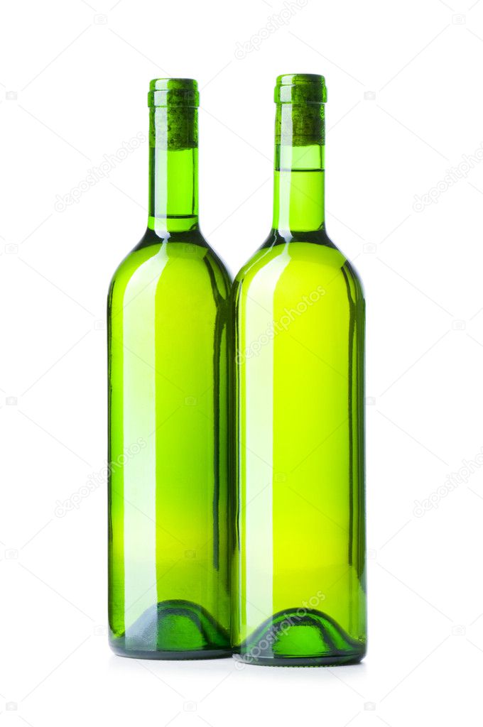Wine bottles isolated on the white