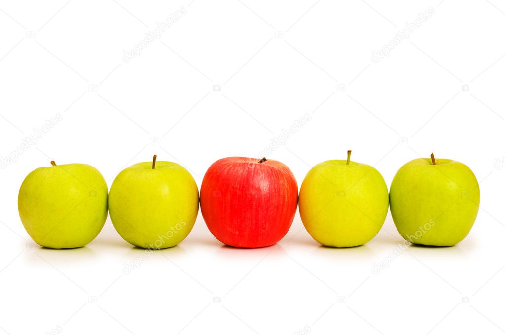 Stand out from crowd concept with apples