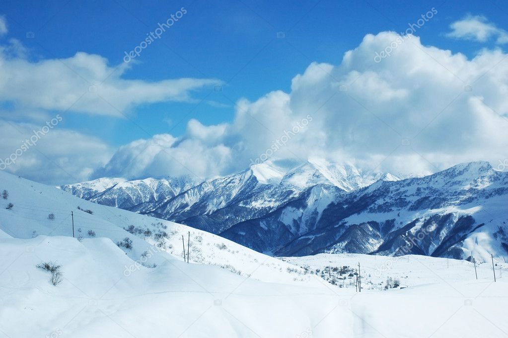 Mountains under snow in winter