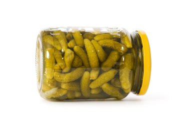 Can of cucumbers isolated on the white