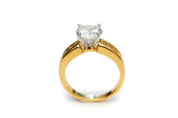 Golden ring with diamond — Stock Photo, Image