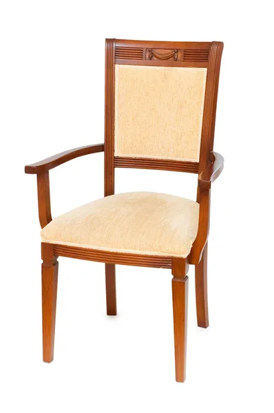 Cadeira de braço de madeira isolada no branco — Fotografia de Stock