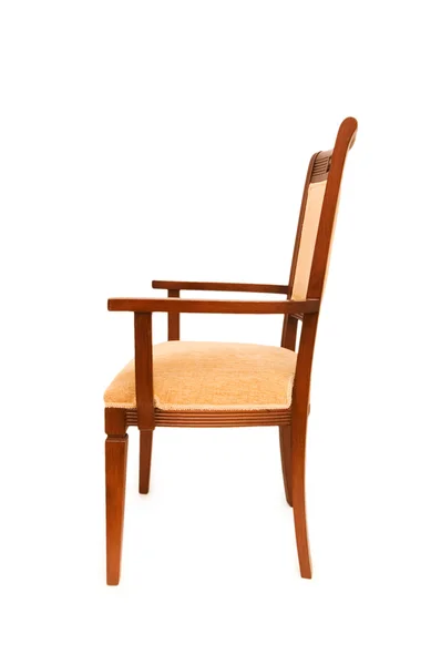 Cadeira de braço de madeira isolada no branco — Fotografia de Stock