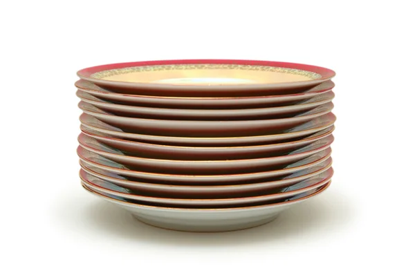 Stacked plates isolated on white — Stock Photo, Image