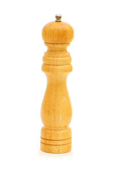 Wooden pepper mill isolated on the white — Stock Photo, Image