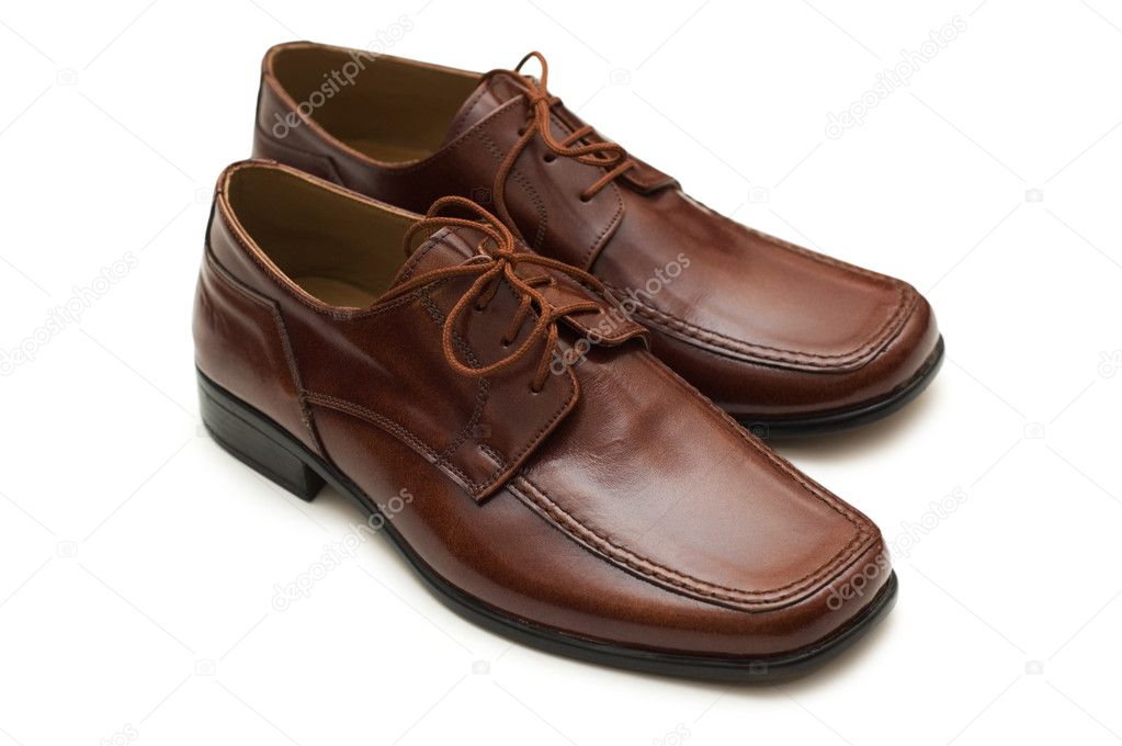 Brown male shoes isolated on the white
