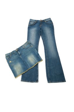 Pair of jeans isolated on the white clipart