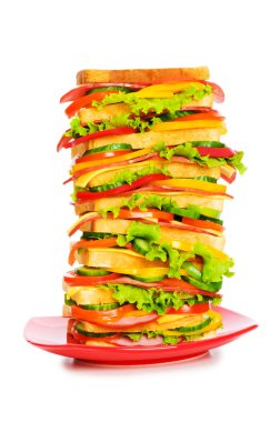 Giant sandwich isolated on the white clipart