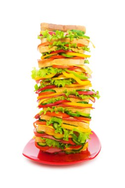 Giant sandwich isolated on the white clipart