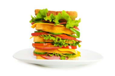 Giant sandwich isolated on the white clipart