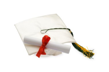 Graduation cap and diploma clipart