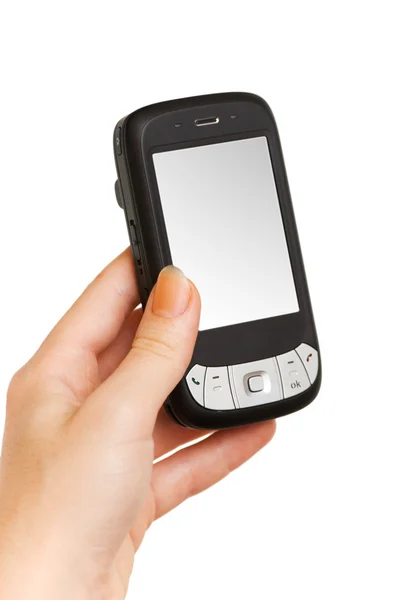 Bir akıllı telefon üzerinde çalışan eller — Stok fotoğraf