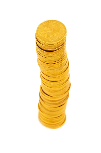 Hromada mincí izolovaných na bílém — Stock fotografie
