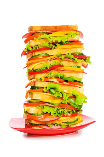 Sandwich gigante aislado en el blanco — Foto de Stock