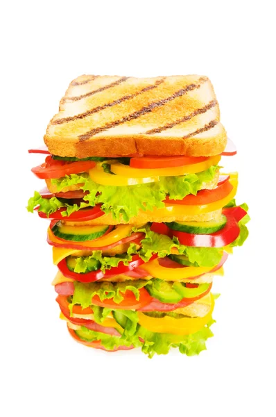 Dev sandviç üzerinde beyaz izole — Stok fotoğraf