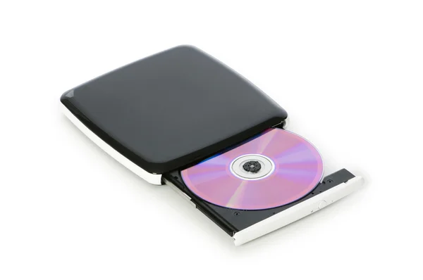 Unidad de DVD externa aislada en el blanco — Foto de Stock