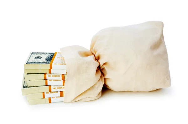 Sacos de dinheiro isolados no branco — Fotografia de Stock